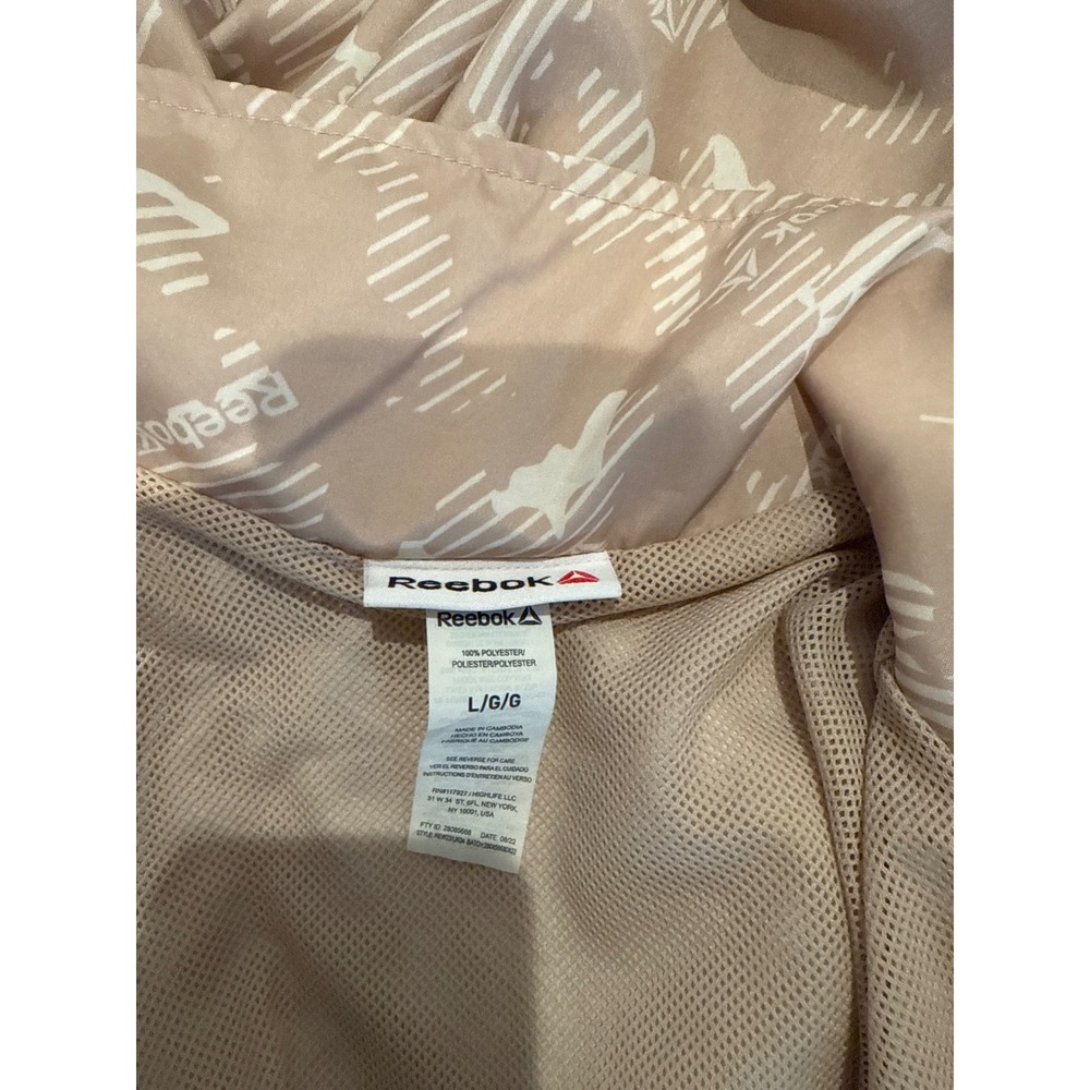 Reebok Lightweight Windbreaker Jacket All Over‎ Logo Print Mock Neck Zip Up - Picture 6 of 6